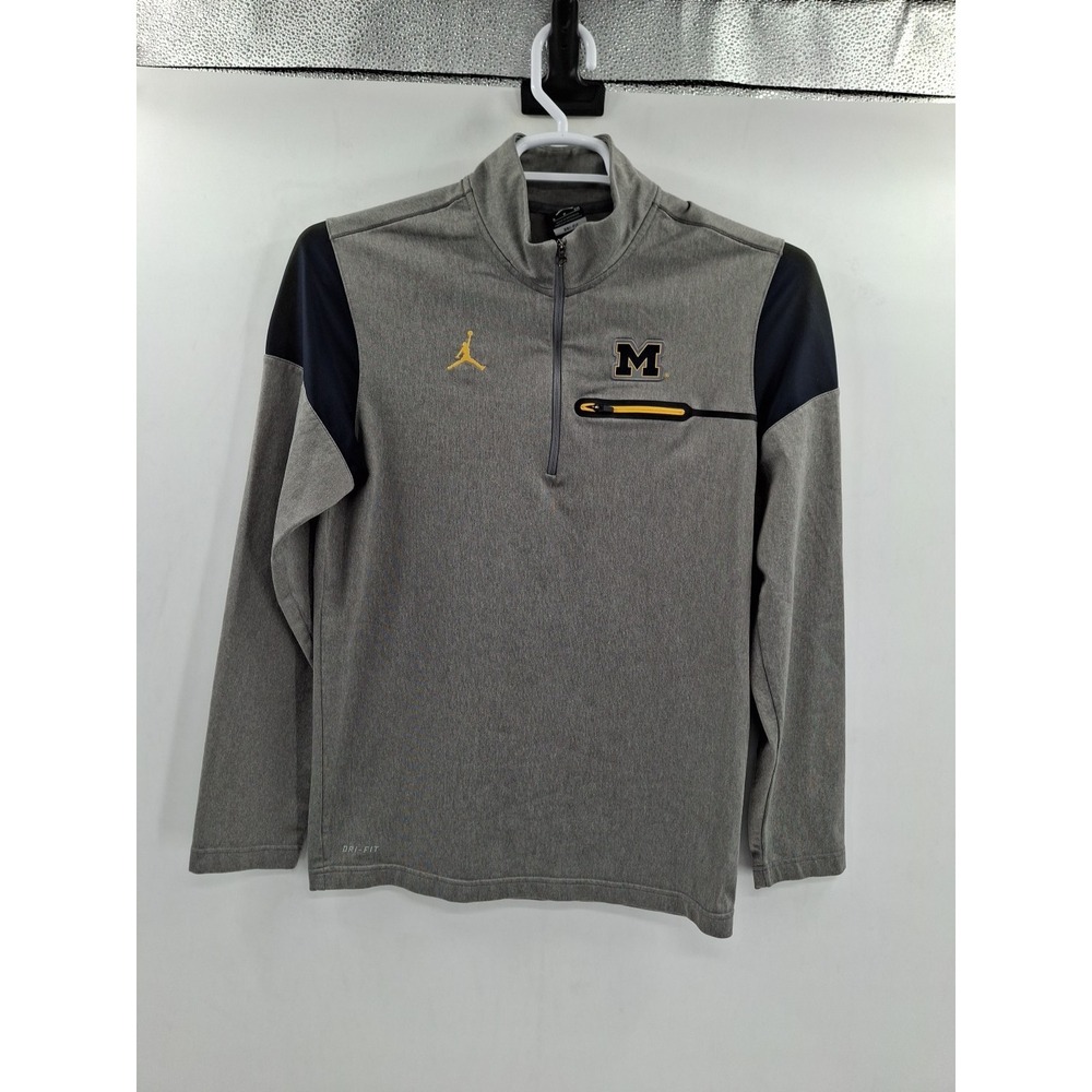 Michigan Wolverines Air Jordan 1/4 Zip Pullover Mens Small Dri Fit Gray